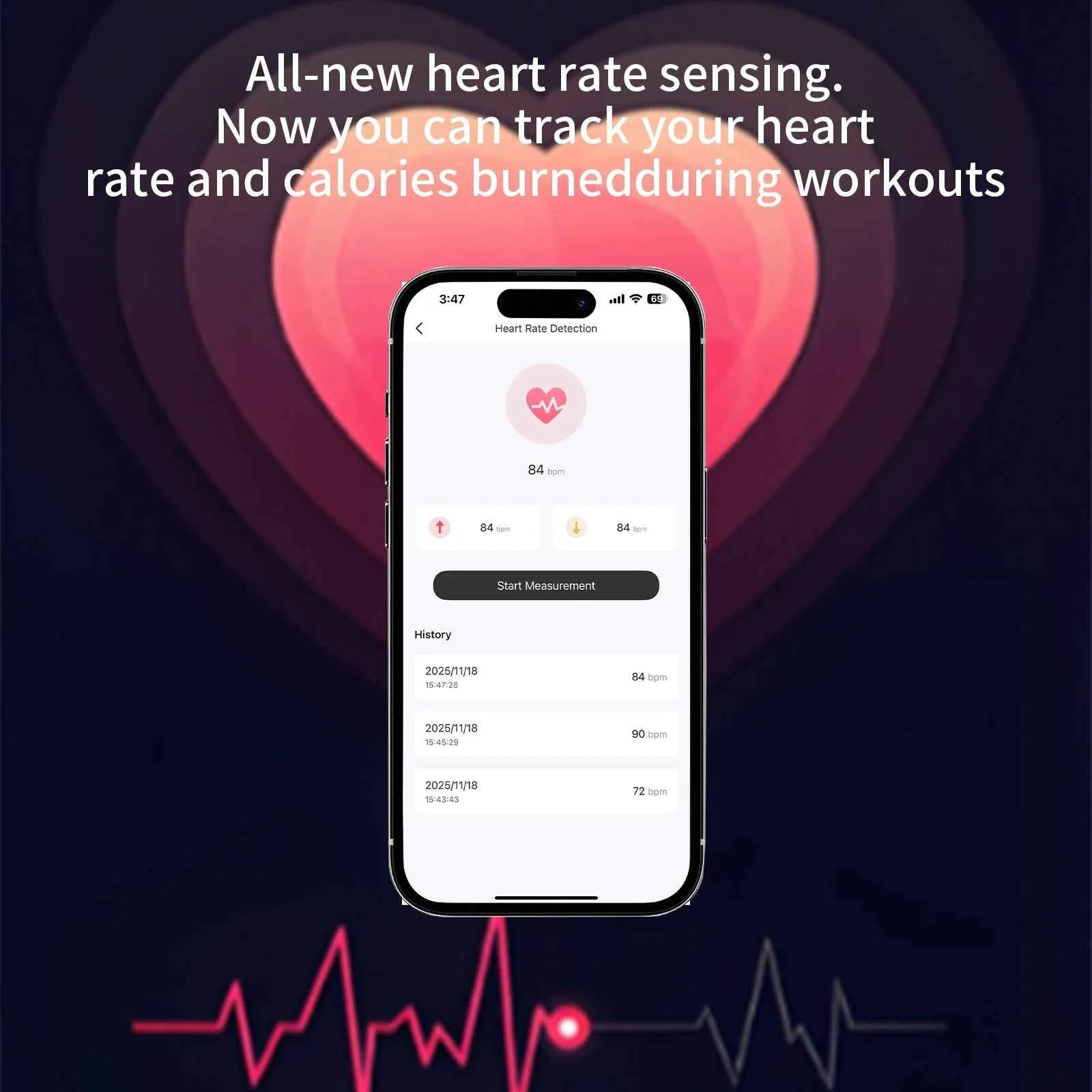 【 Pro 3 】 Bluetooth noise cancelling wireless earphones with heart rate monitoring, waterproof for daily use, perfect for sports
