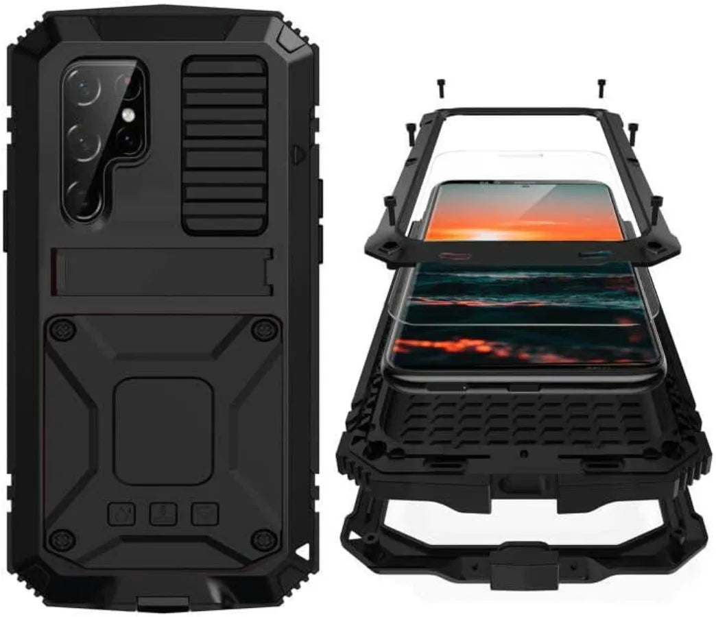 Heavy Duty Aluminium Metal Armor Case For Samsung S24 S23 S22 S21 Note 20 Ultra S20 Plus A32 Shockproof Cover Screen Protector