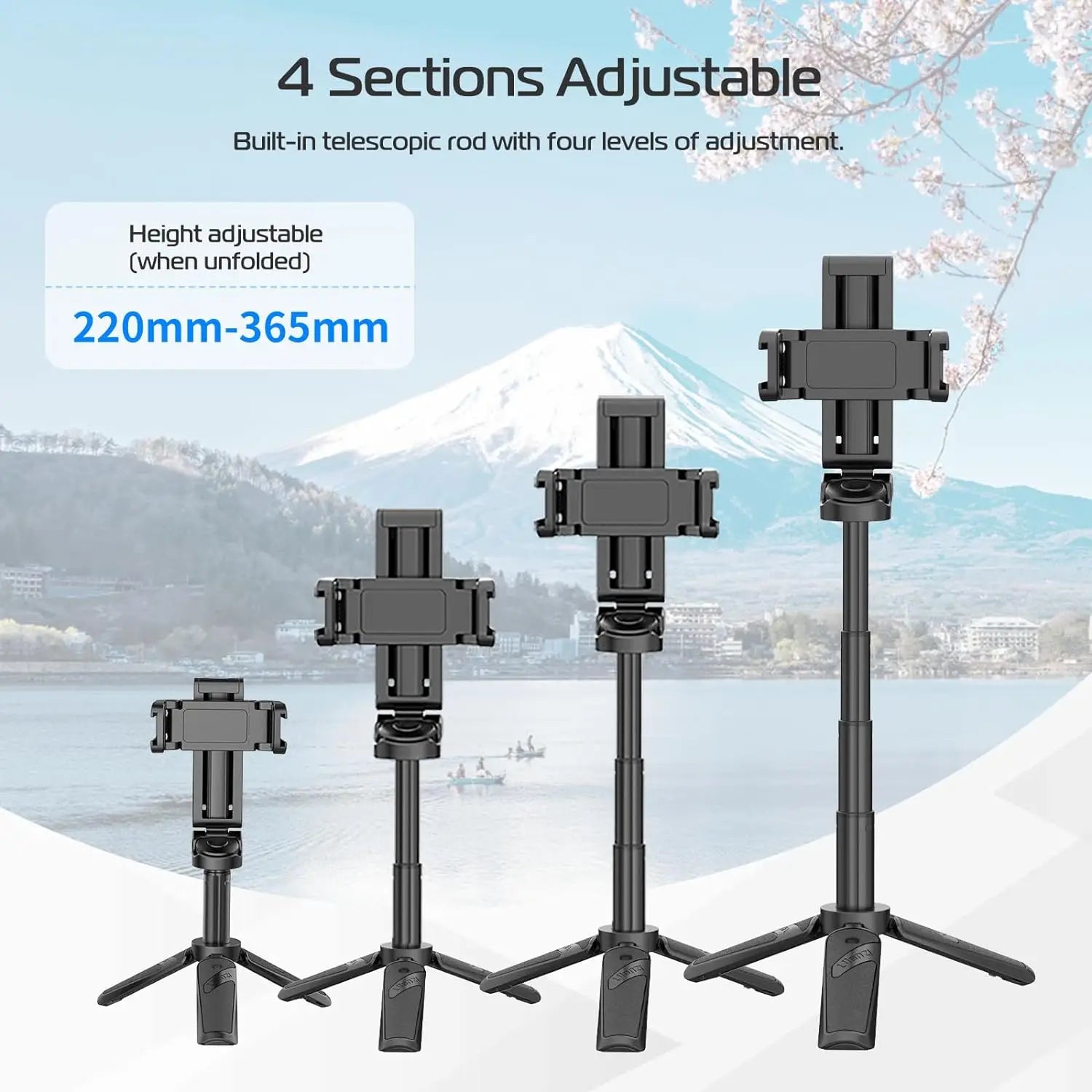 Ulanzi JJ02 Wireless Selfie Tripod With Bluetooth Remote Control Portable Foldable Monopod For Smart Phone Booster Handle Grip