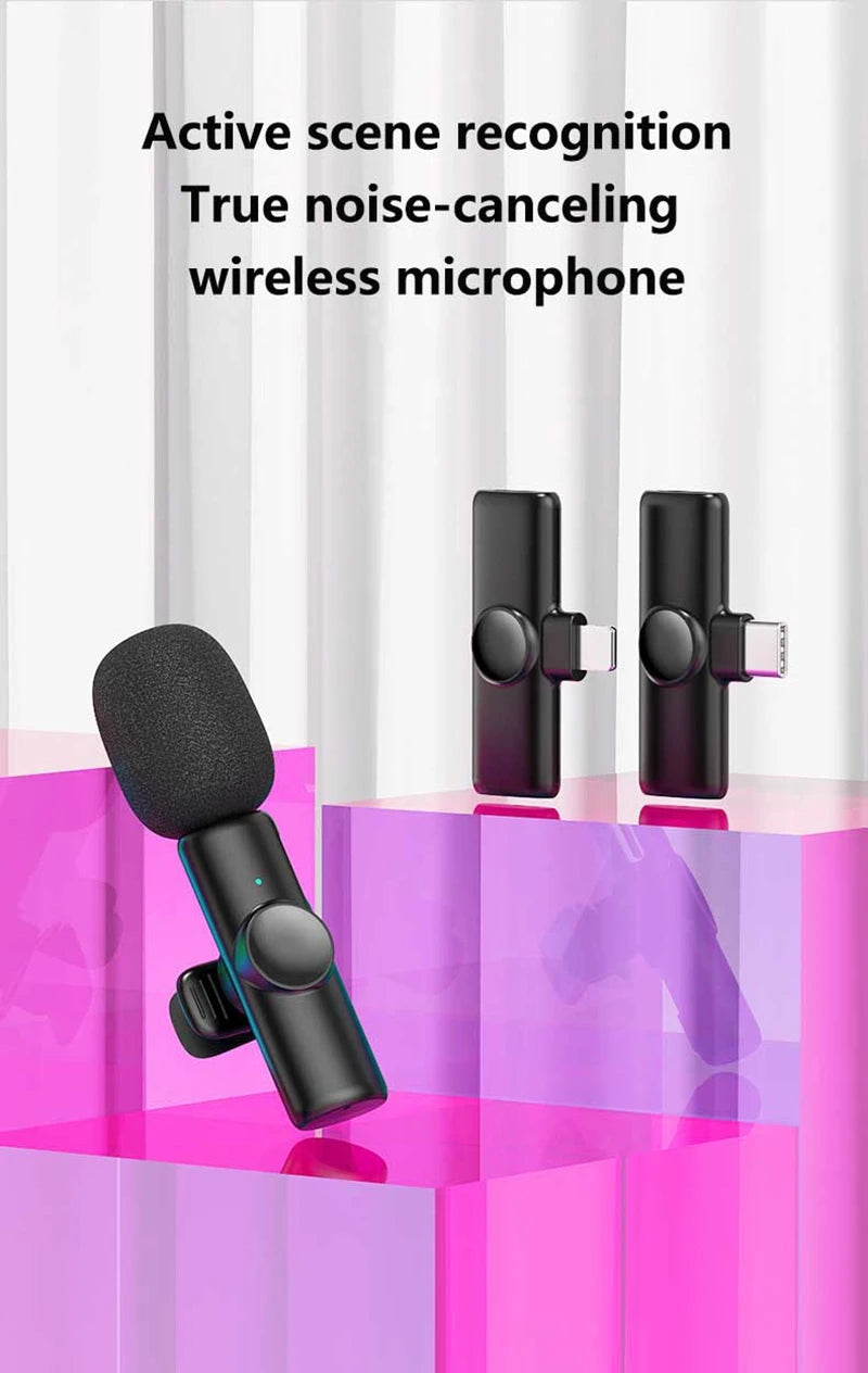 New Portable Wireless Lavalier Microphone Audio Video Recording Mini Microphone for iPhone Laptop Android Live Gaming Mic