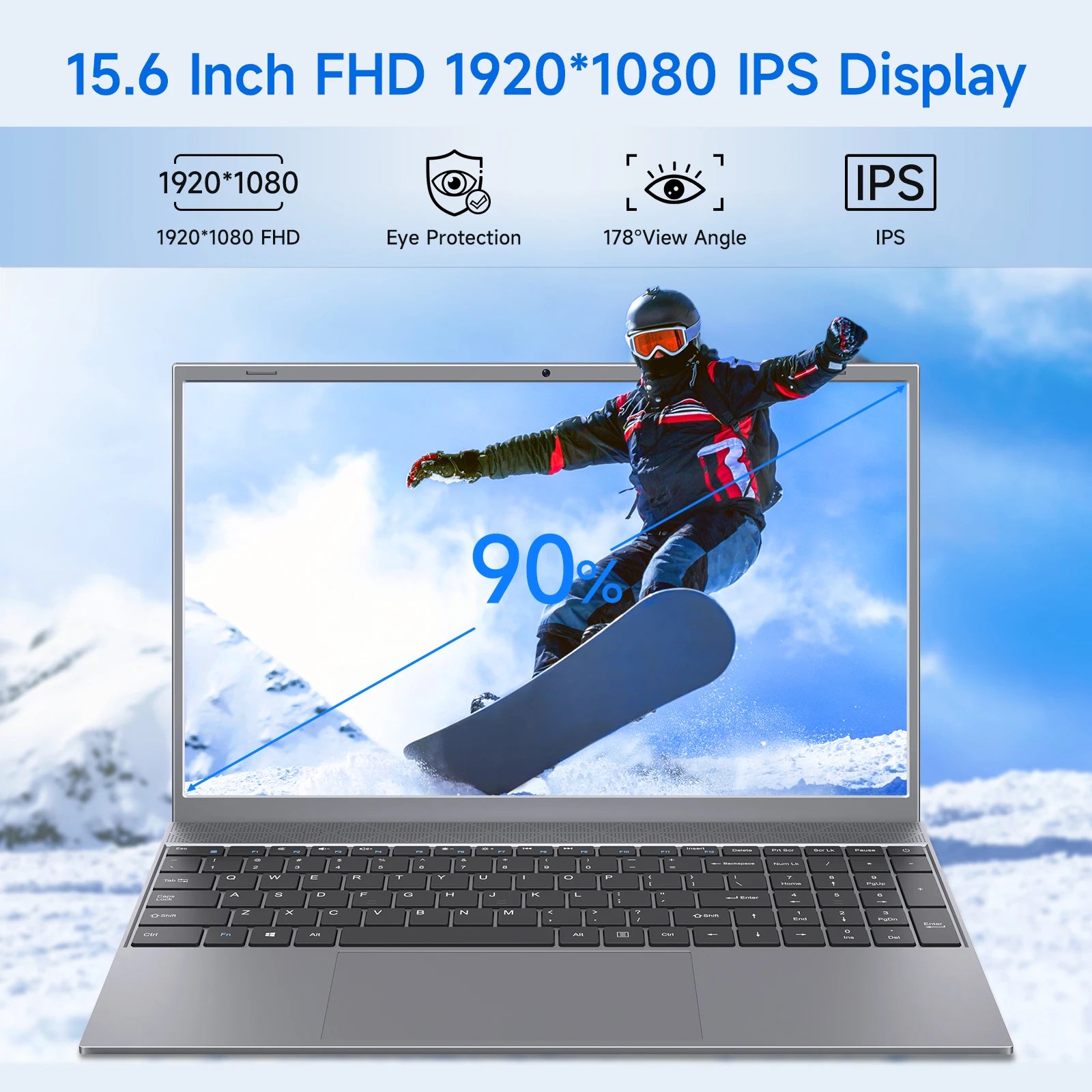 15.6 Inch Laptop, J3710, 8GB RAM, 256GB SSD, Windows 11 For Students and Business - WinSupport Tech