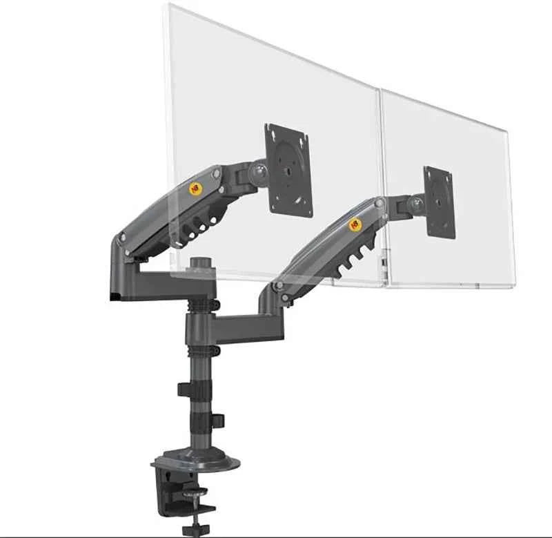 NB H180 Double Monitor Desk Holder Arm Gas Spring Full Motion 17'-27' LCD TV Mount Ergonomic Dual Arm Clamp Bracket 2-9kgs Each