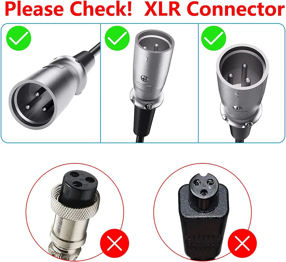 48V 2 Amp Charger Output 54.6V 2A  Charger 48V 3-pin XLR Male Plug for 48volt Charger 13S Lithium Battery Pack