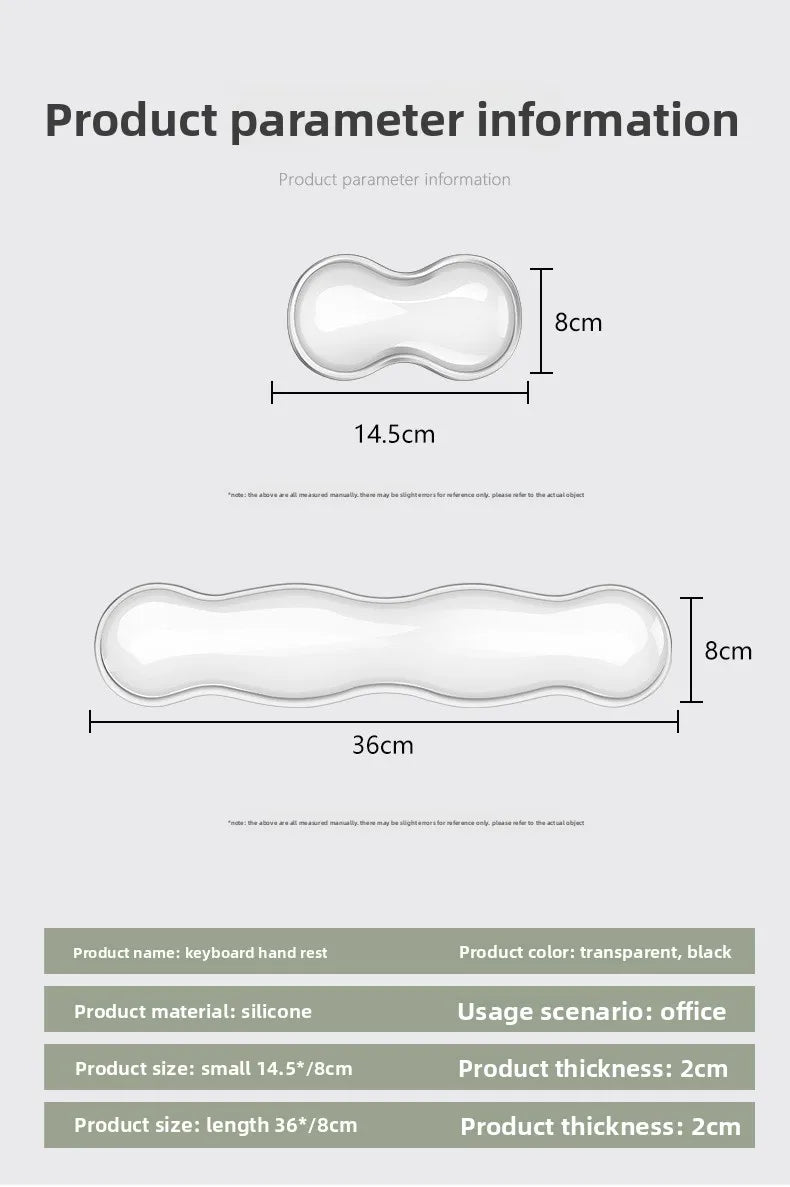 Silicone Keyboard Mouse Wrist Rest Support Ergonomic Wave Hand Pad Cushion Comfortable Soft for Gaming Office Computer Laptop
