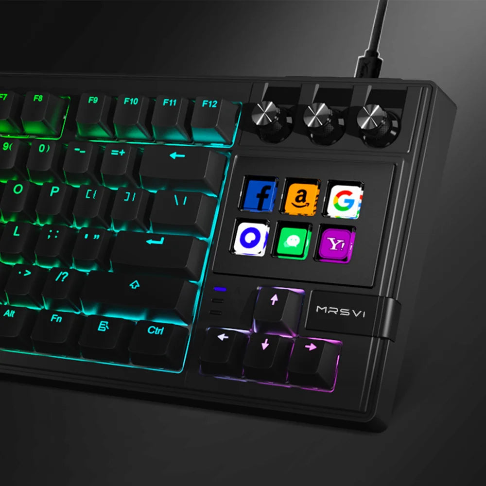 MRSVI K1 PRO Visual LCD AI Keyboard 80% Gaming Mechanical Keyboard Macro Red Axis Wired Detachable Cable RGB Backlight Hot Swap