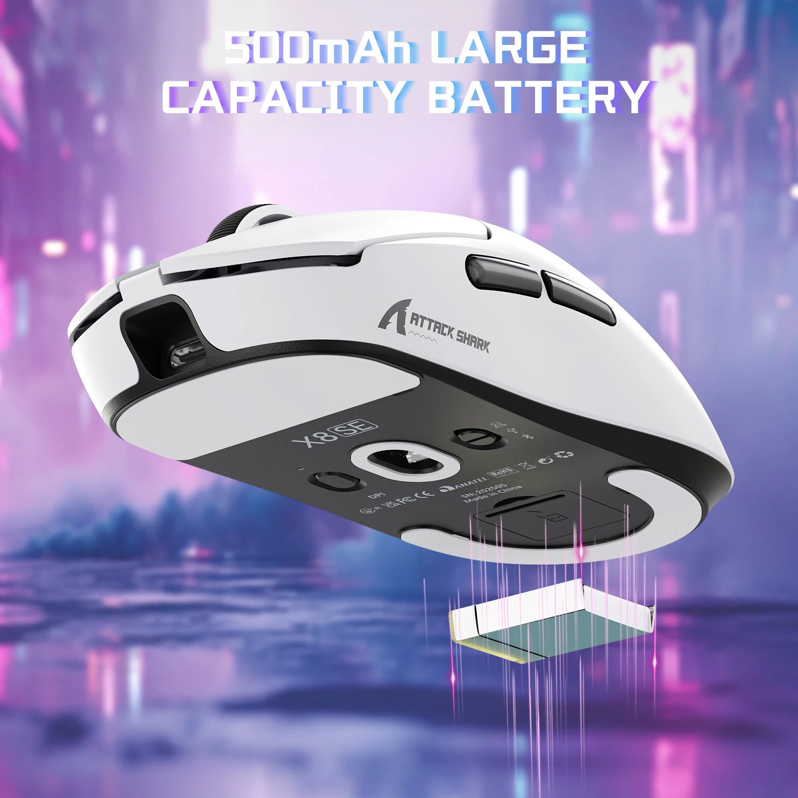 ATTACK SHARK X8 SE Wireless Gaming Mouse, 55g Ultralight PAW3311 Sensor, BK52820 Chip, 25,000 DPI, BT/2.4G/USB-C, 80M Clicks