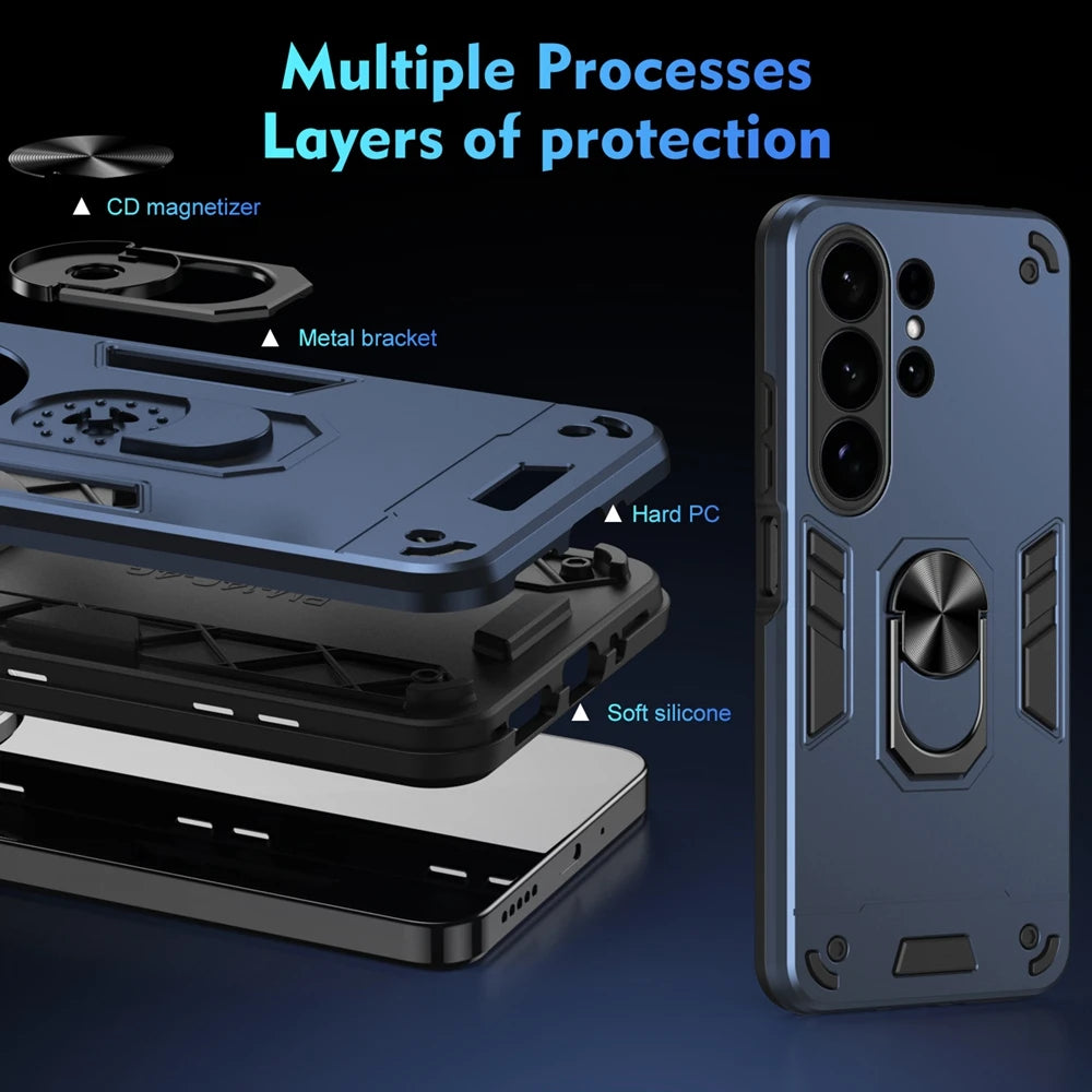 Armor Shockproof Lens Protect Phone Case For Samsung Galaxy S26 Ultra S 26 Plus S26 5G Finger Ring Holder Magnetic Cover