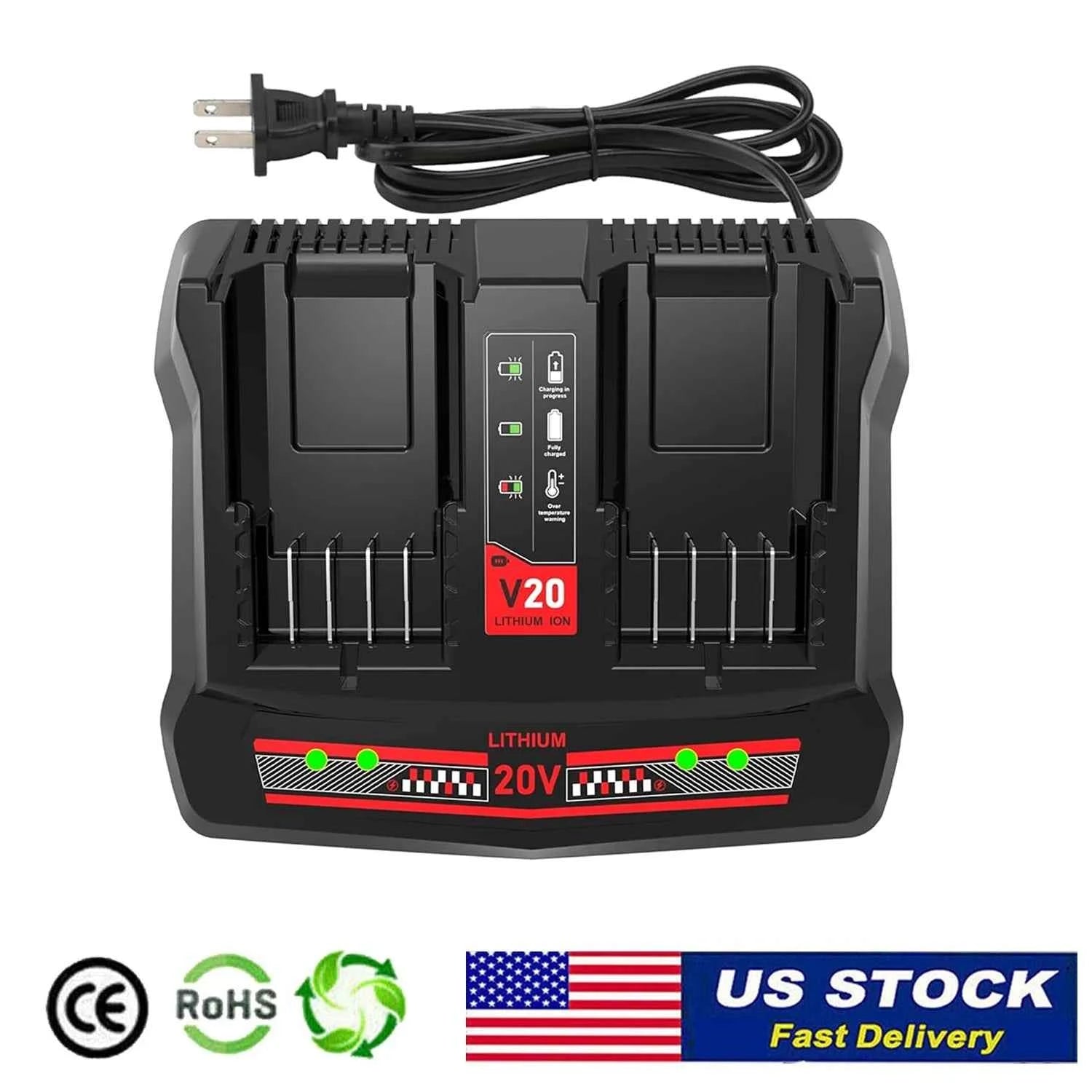 Dual Port CMCB124 Charger for Craftsman 20V Battery Charger CMCB202 CMCB201 CMCB209 CMCB100 CMCB101 CMCB102