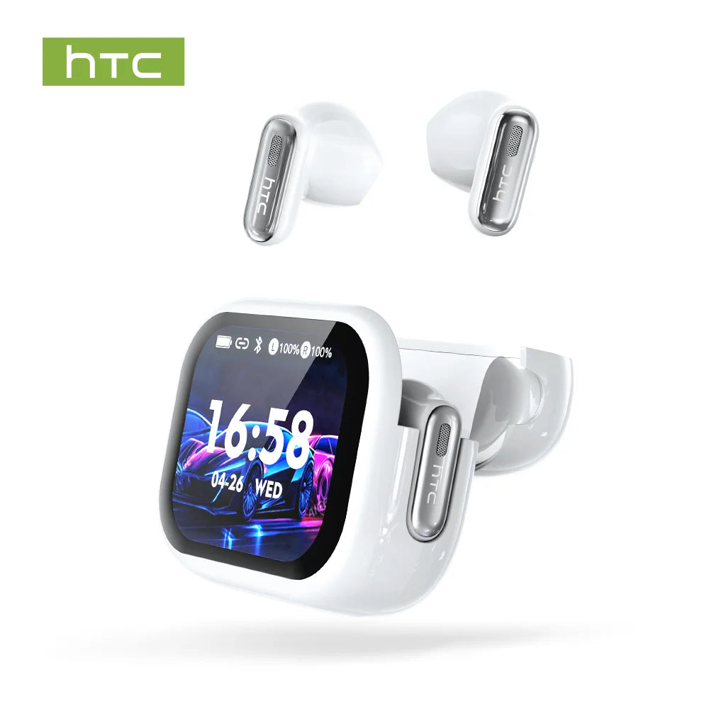 New HTC NE68 TWS Earbuds Bluetooth 6.0 Smart Touchscreen Case 134-Language AI Translator ANC IPX5 Waterproof 48H Playtime