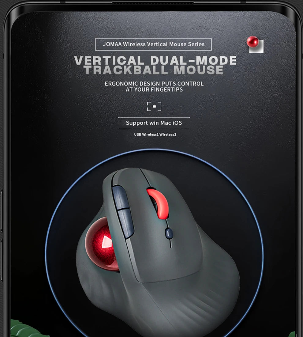 Ergonomic Bluetooth/2.4G Wireless Trackball Mouse for PC/Laptop/Desktop,Rechargeable Optical Vertical Mouse with Silent Design
