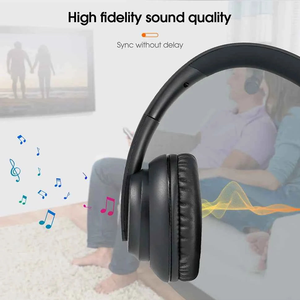 Retekess Wireless Headphone TA006 TV Watching Rechargeable Wireless Earphone with Transmitter Support Coaxial Fiber 3.5 AUX RCA
