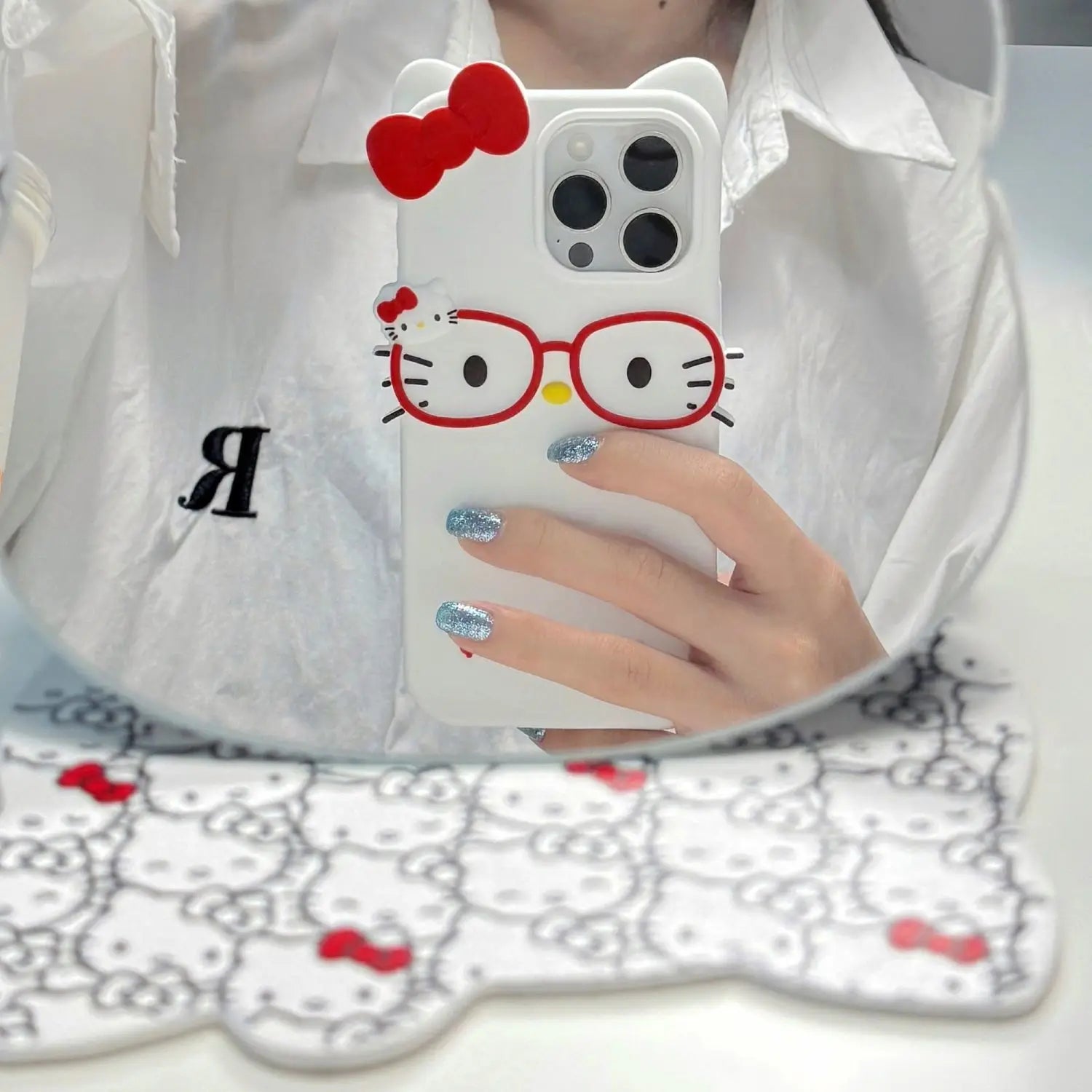 Sanrio 3D Cartoon Glasses Hello Kitty Phone Case For iPhone 17 Promax 16 15 14 13 12 Pro Max 11 So Cute Y2K Soft Silicone Cover