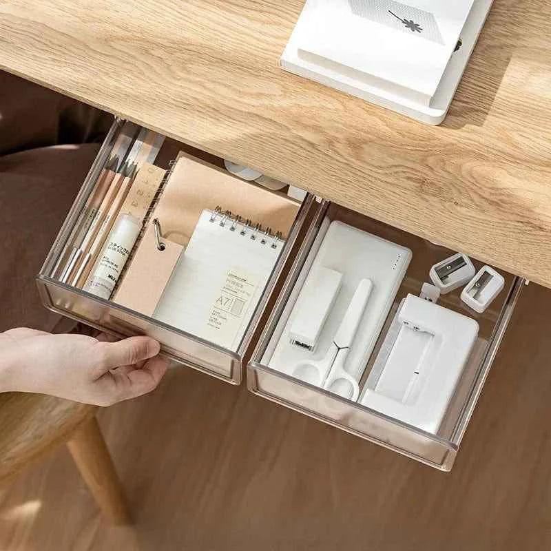 Hidden Storage Box for Drawers Under The Desk, Storage Rack for Desk Bottom in The Office, Desk Style Stationery Pen Holder