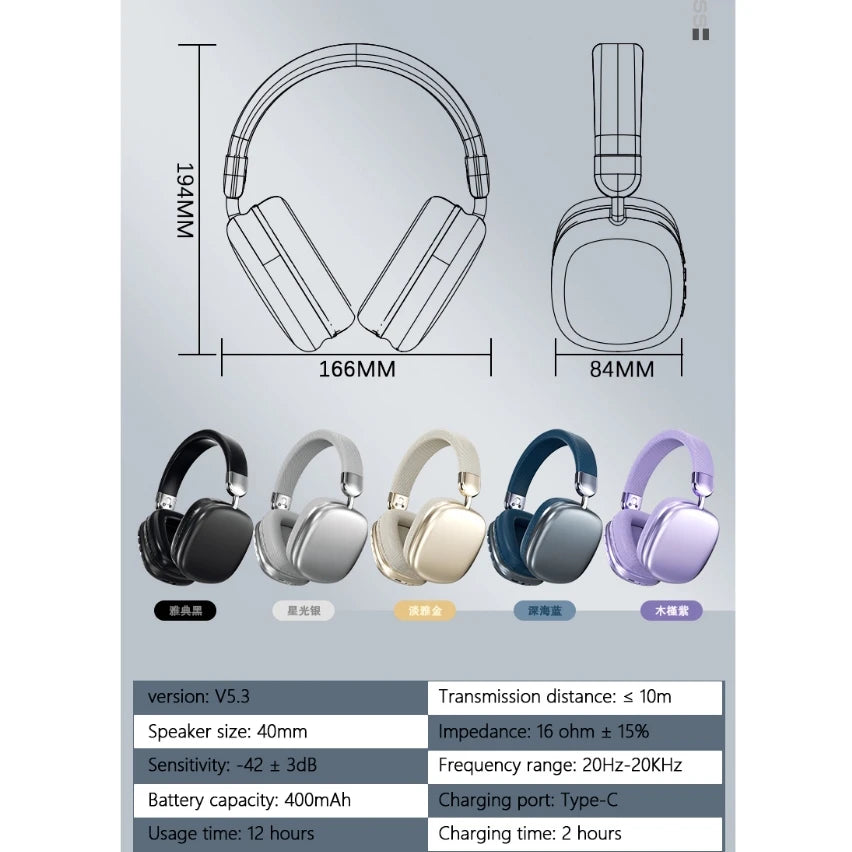 New Arrivals Wireless Bluetooth Headphones Over Ear Noise Cancelling Headset HiFi Stereo Deep Bass Foldable Wireless Earphones Built in Microphone Gaming Music Sports Travel Comfortable Ear Cushions