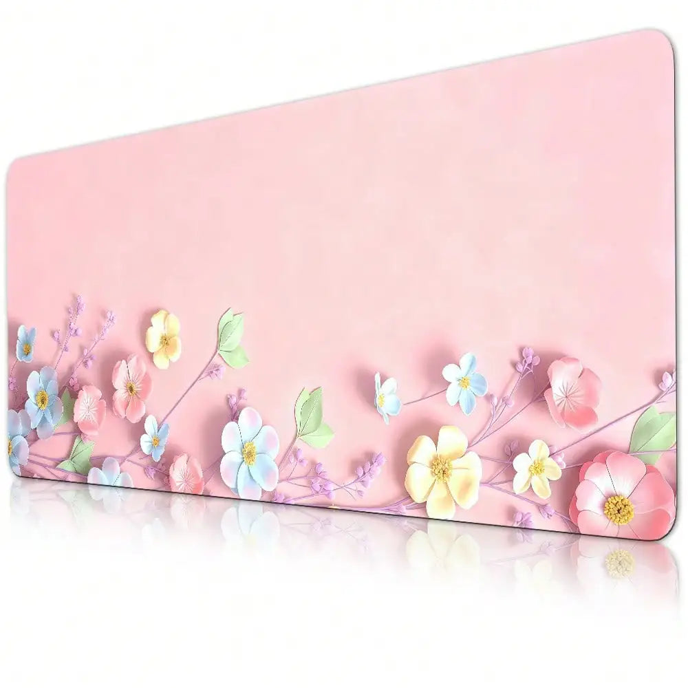 1pc, 31.50 X 11.81 Pink Floral Blossom Large Waterproof Mouse Pad, Antislip Desk Protector For Keyboard, Mouse, Smooth For Gaming, Desk Accessory, For Home