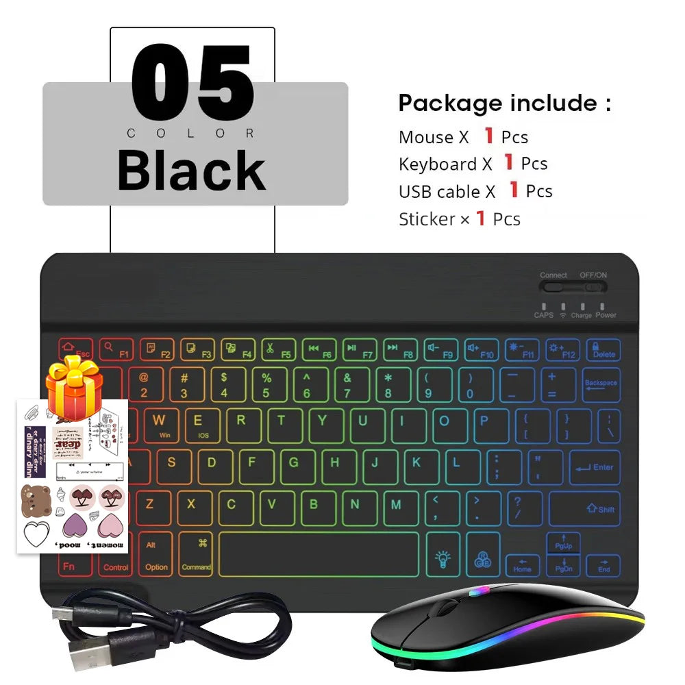 2026 Portable Bluetooth Backlit Keyboard For Xiaomi iPad / iOS Android Windows Tablet Phone Wireless Keyboard With Mouse Spanish