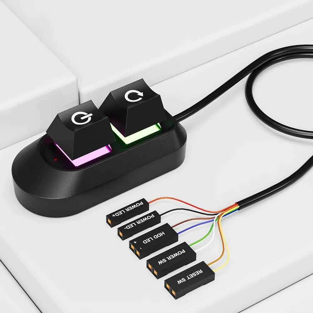2M Desktop Computer Power Button External Power Switch Power Supply Button Restart Button Motherboard Switch On Off for PC Case