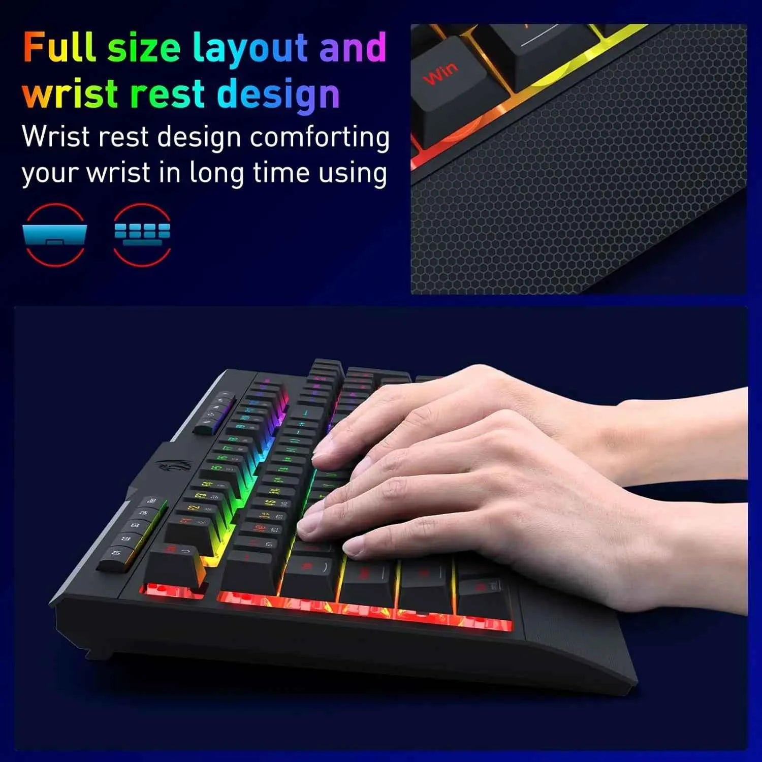 Redragon K525 PRO RGB 3-Mode Wireless Membrane Multimedia Keys, Linear Mechanical-Feel Switch Gaming Keyboard