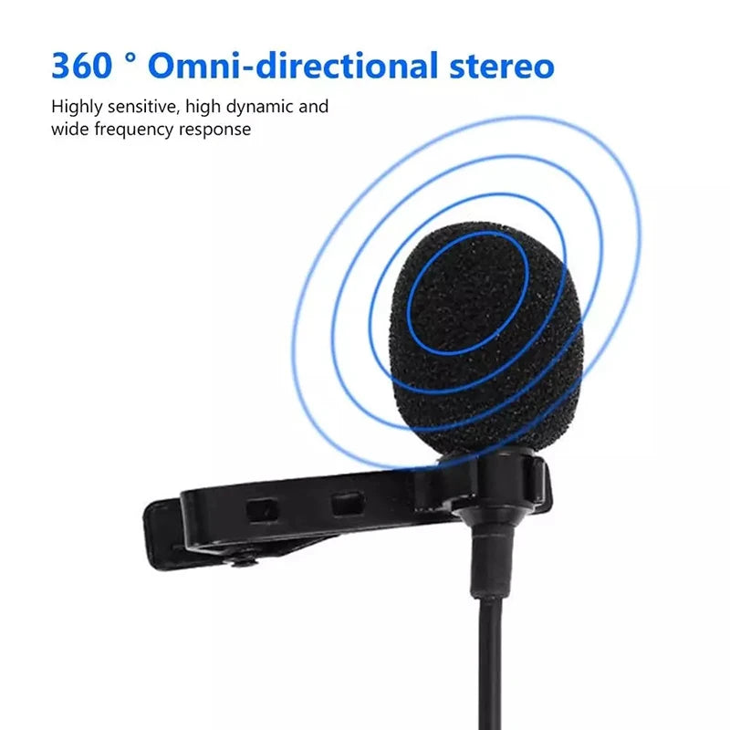 Portable Lavalier Mini Microphone Condenser Clip-on Lapel Mic Wired USB 3.5mm Type-C Microfon For Phone for Laptop PC Smartphone - WinSupport Tech