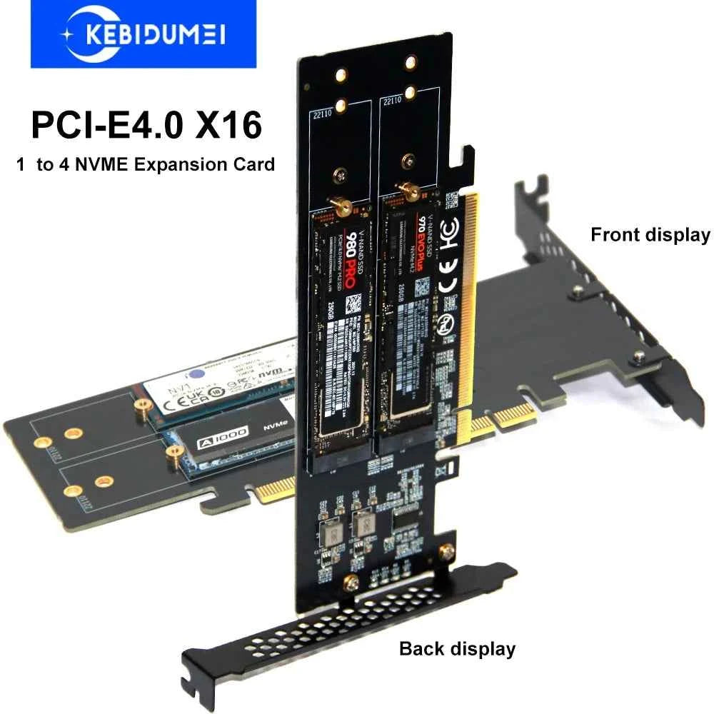 PCle4.0 X16 to 4xNVME M.2 Expansion Card M.2 SSD GEN4 PCIe4.0 PC Motherboard X1 X4 X8 X16 Expansion Card For 2230 2242 2260 2280