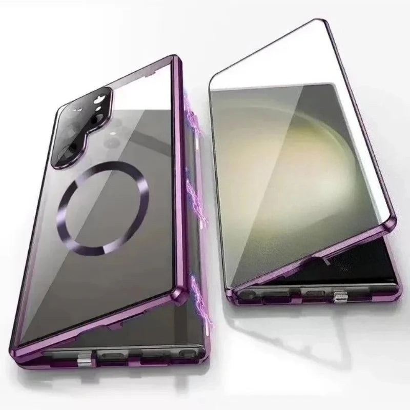 360 ° Full Protection Metal Magnetic Case For Magsafe Samsung Galaxy S26 S25 S24 S23 S22 Ultra Plus Double Sided Snap Lock Cover