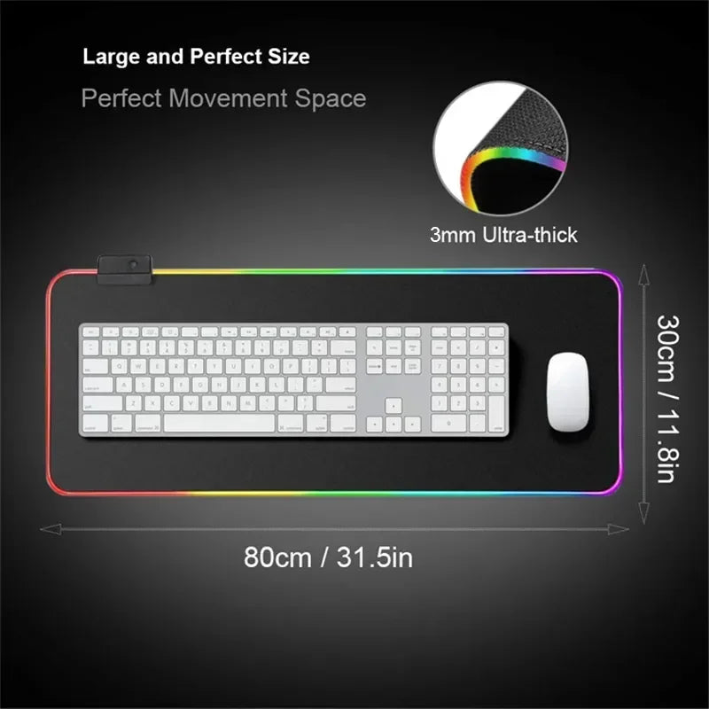 RGB Sakura Scenery  Mousepad Japan Cherry Blossom Gaming Non-slip Table Pad Glowing Keyboard Mouse Pad Laptop Mat With Backlight