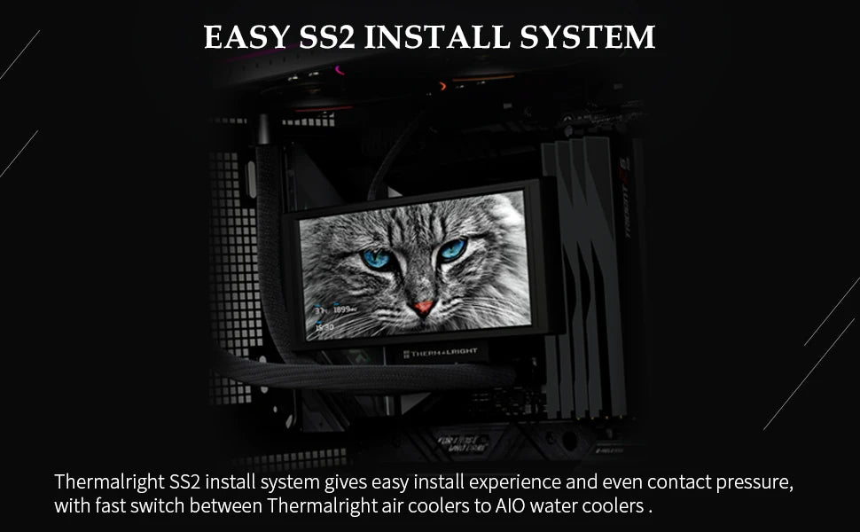 Thermalright TROFEO VISION 360 ARGB BLACK AIO CPU LIQUID COOLER 6.86-inch Full-color LCD Display High-performance Linked-ring