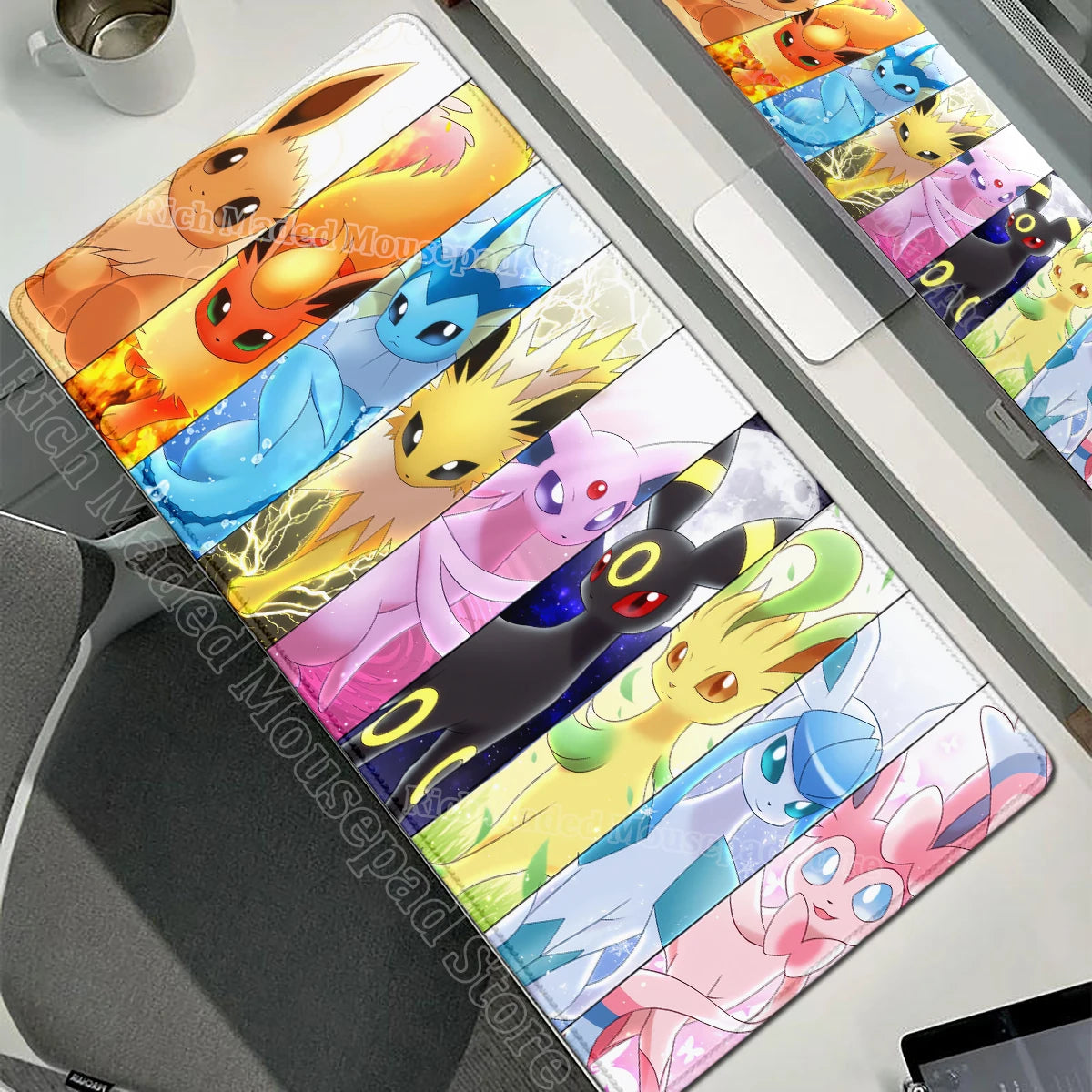 Game Card Pad Gaming Carpet Anime Keyboard Pad Pokemon Eevee Mousepad Gamer Mouse Pads Laptop Extended Desk Mat PC Cabinet Rug
