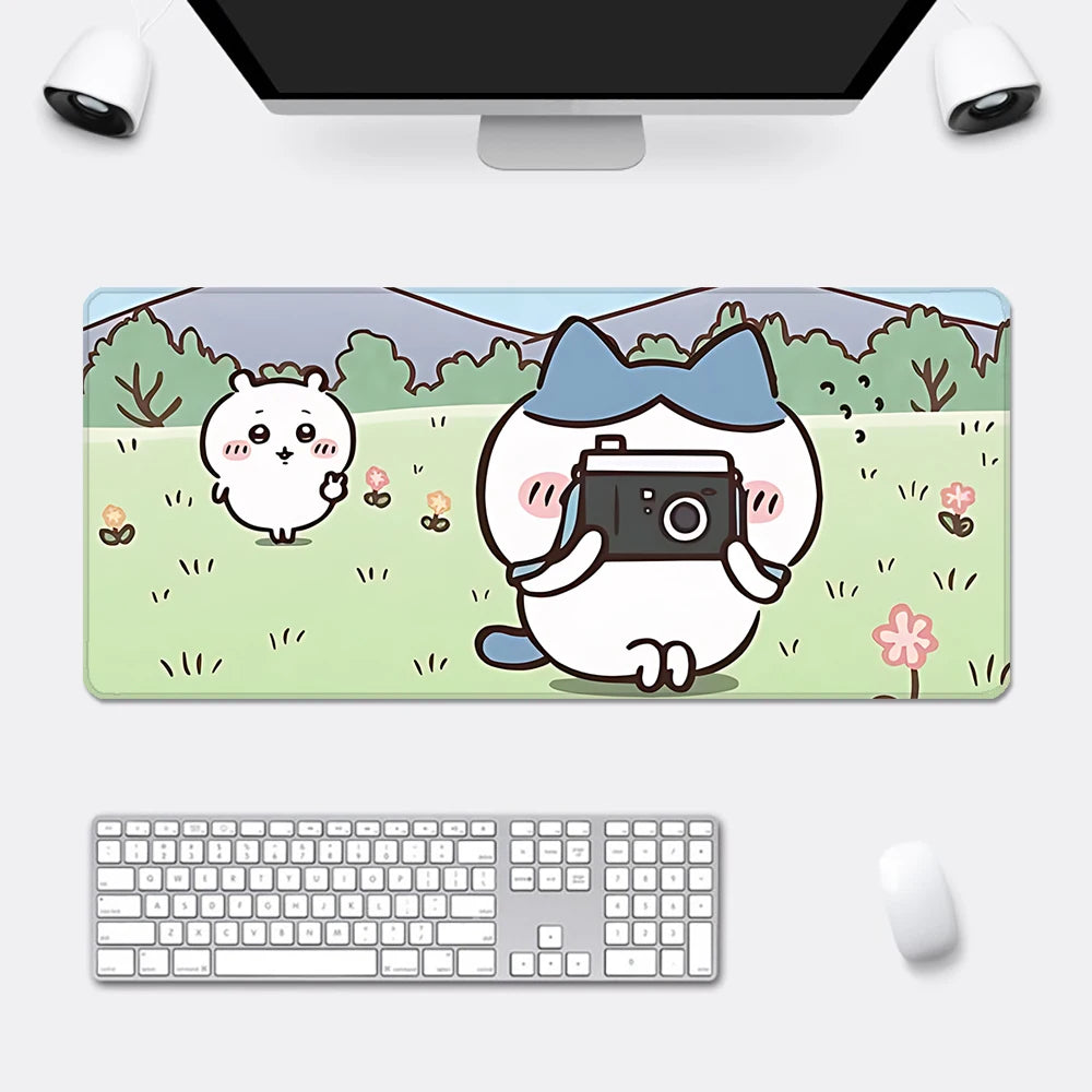 Cute Anime Chiikawas Mousepad HD Printing Computer Gamers Locking Edge Non-slip Mouse Pad XXL90x40cm Keyboard PC Desk Pad
