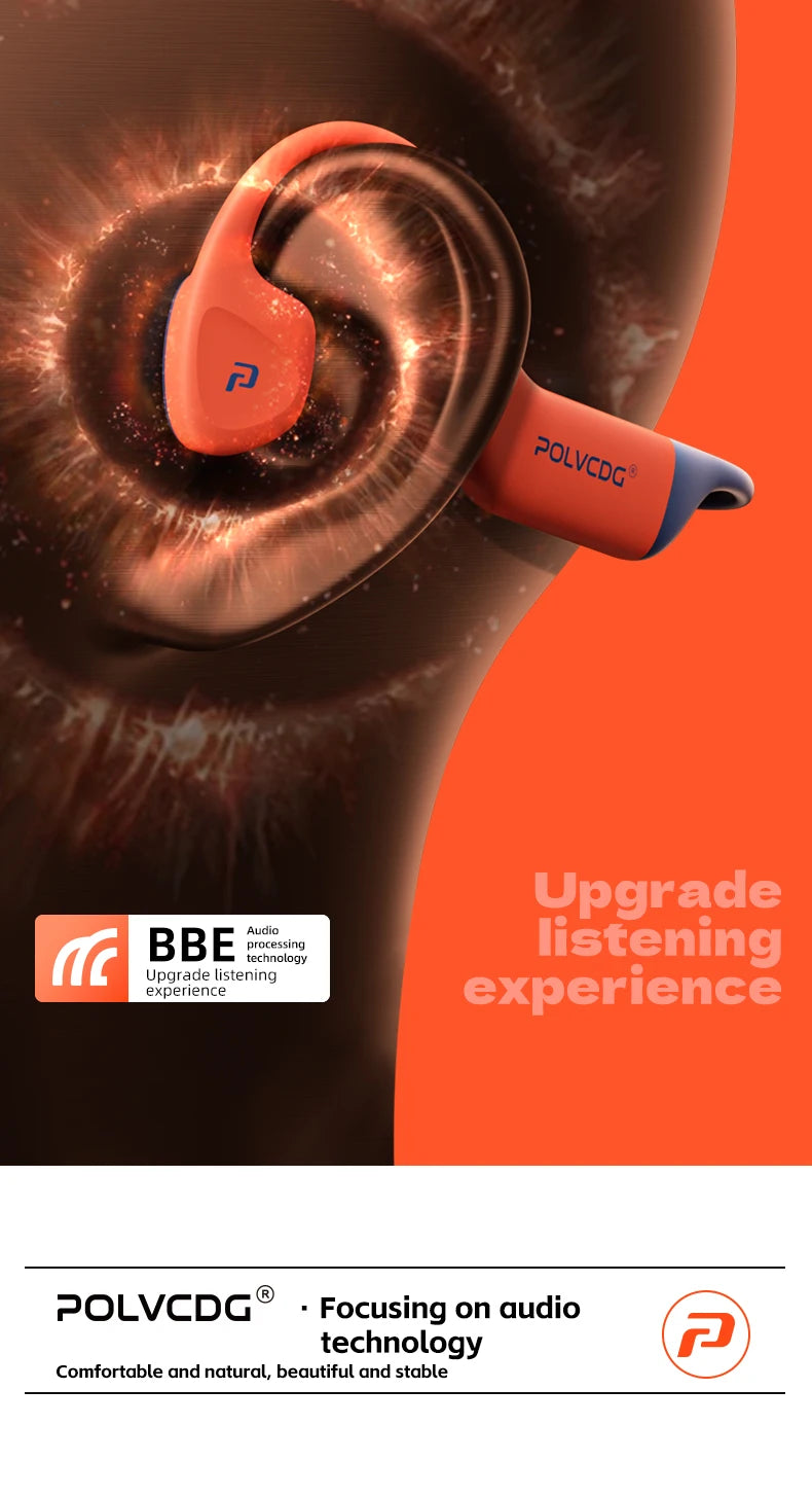 POLVCDG bone conduction earphones IPX8 waterproof 32GB memory Bluetooth 5.4 silicone material 2024 new product X16