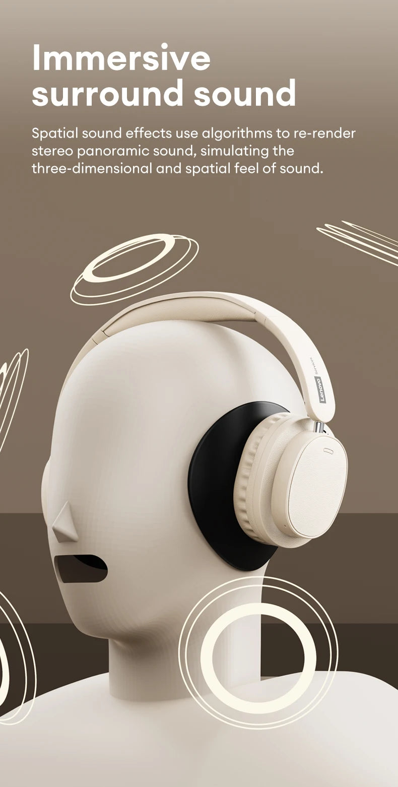 Retro TH30 Pro Lenovo Gaming Headset Wireless Bluetooth 6.0 Over Ear Headphone Foldable Sport Leather Earphones Gifts LS105