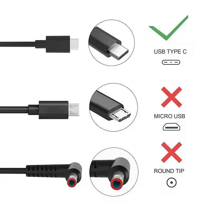 65W 20V 3.25A USB C Interface Power Supply Adapters For Lenovo ThinkPad Hp Yoga Dell ASUS Fast Charging TYPE C Laptop Charger