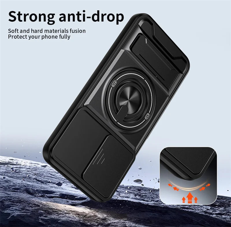 Case For Samsung Galaxy S26 S25 S24 S23 S22 Ultra PLus S26 Edge S25FE S24FE Armor Magnetic Stand Holder Ring Lens Protect Cover