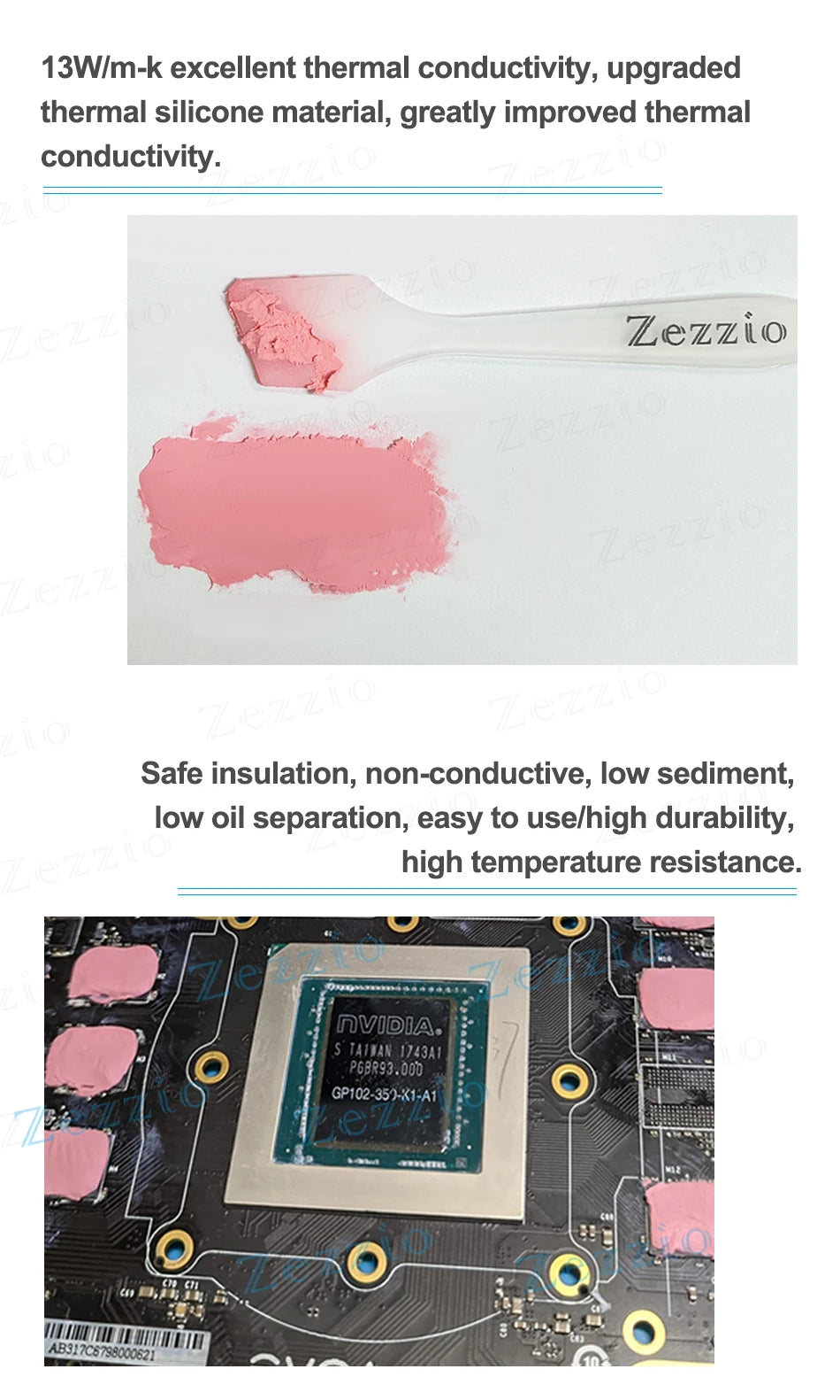 Zezzio ZT-PY6 Thermal Putty 13W/m-k High Performance Heat Blocking Putty For VGA GPU IC Processor Rapid Cooling