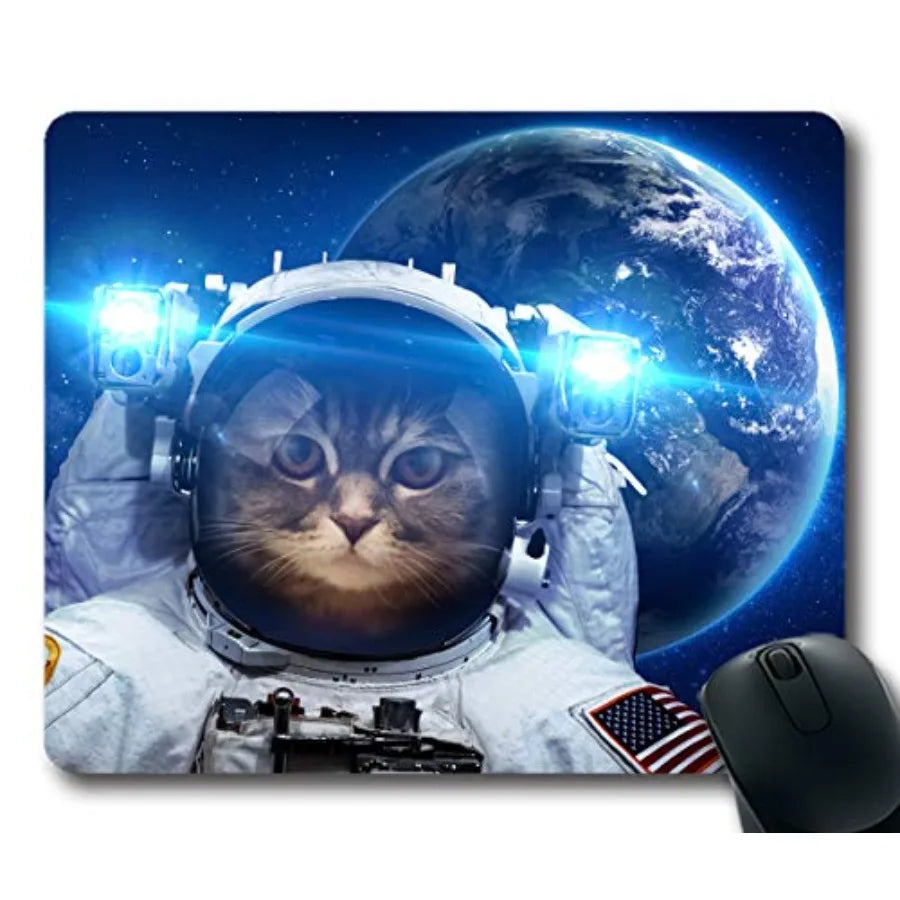 Mouse Pad Beautiful Cat in Outer Space Personality Design Mouse Mat Gaming Non-Slip Rubber Mousepad