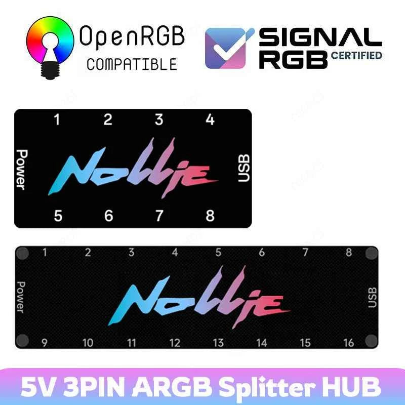 5V 3PIN ARGB Controller 8 Way 16 Way Addressable ARGB Splitter Support SignalRGB OpenRGB SATA Power for Motherboard Interface