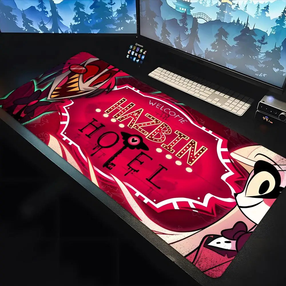 Hazbin Hotels Alastor Mouse Pad large keyboard mouse desk pad non-slip water proof rubber gaming mouse pad laptop carpet 600x300