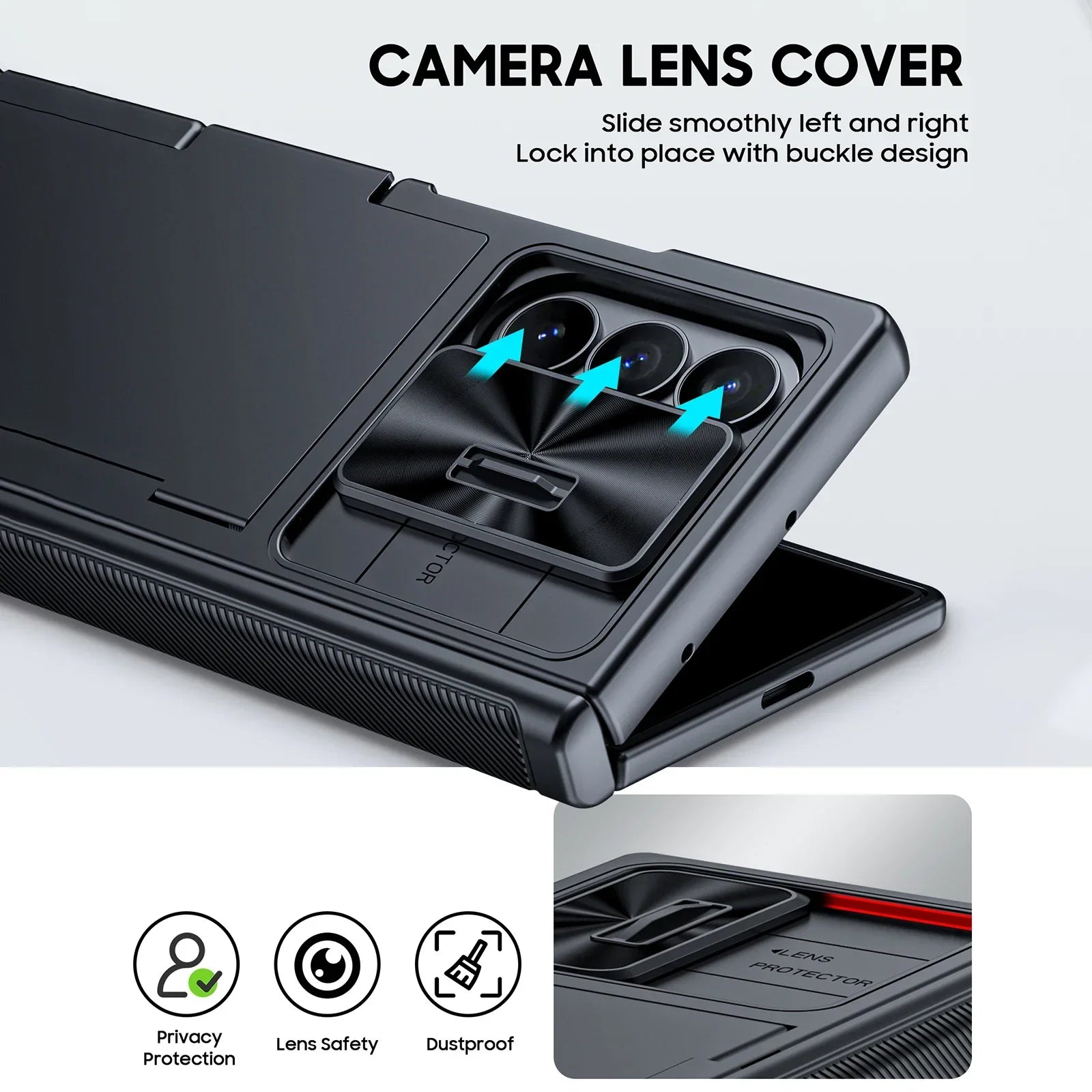 for Galaxy Z Fold 7 Phone Case,RFID Wallet with Cards Holder,Hinge Cover,Camera Cover,Suitable for Men and Woman-Black