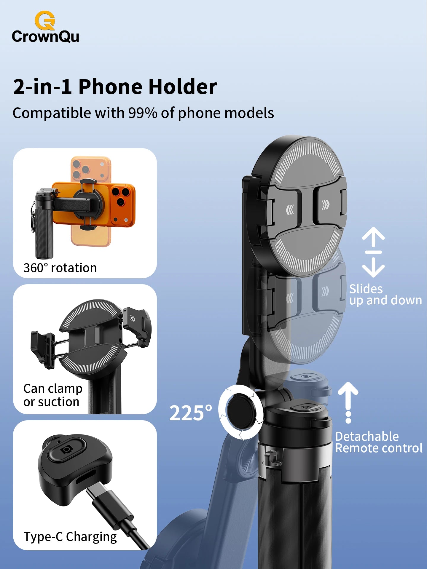 Protable Magnetic Selfie Stick Multifunctional Phone Holder with Clamp Bluetooth Remote Extendable Tripod for iPhone Android