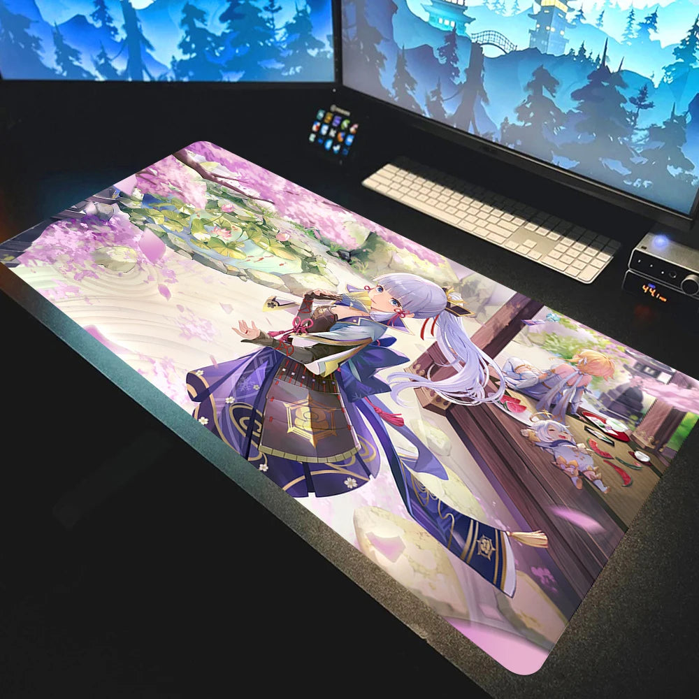 Anime Mousepad Genshin Impact Mouse Pads Gamer Mat Xxl Pc Accessories Desk Protector Keyboard Pads Computer Desks Gaming Mats