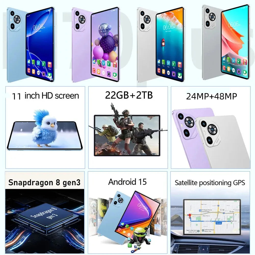 2026 5G Tablet Android 15 Brand New 11 inch 22GB RAM 2TB ROM MI Tablet Android 15 20000mAh 10Core WIFI Bluetooth Network Tablet