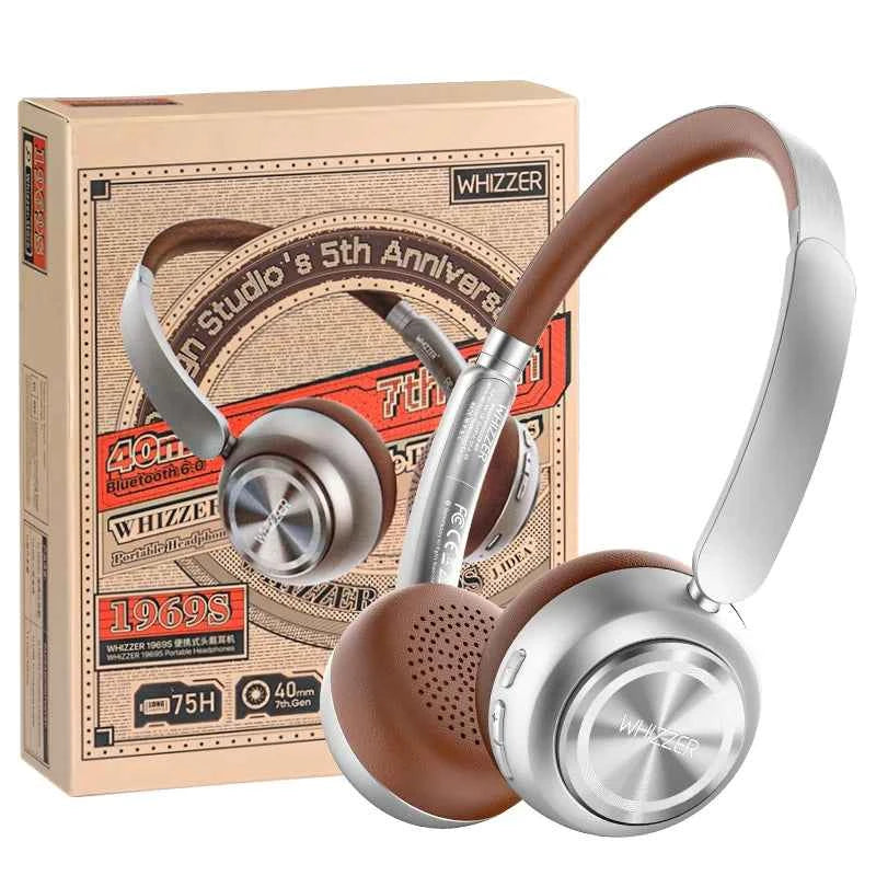 WHIZZER 1969S Wireless Headphones Bluetooth 6.0 ANC Over Ear Headset Deep Bass Stereo Mic For iPhone Android