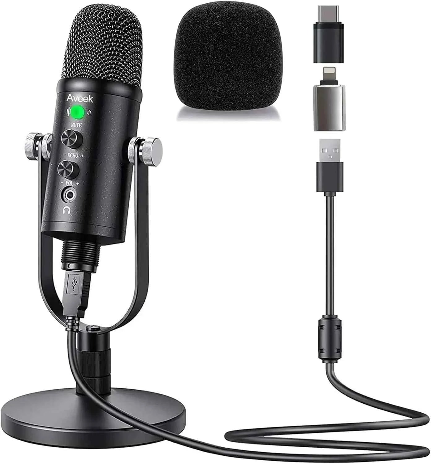 Mercase USB Microphone,Condenser Microphone for Phone,Computer,PS4 and PS5,with Quick Mute,Plug & Play,Cardioid Pickup,Recording