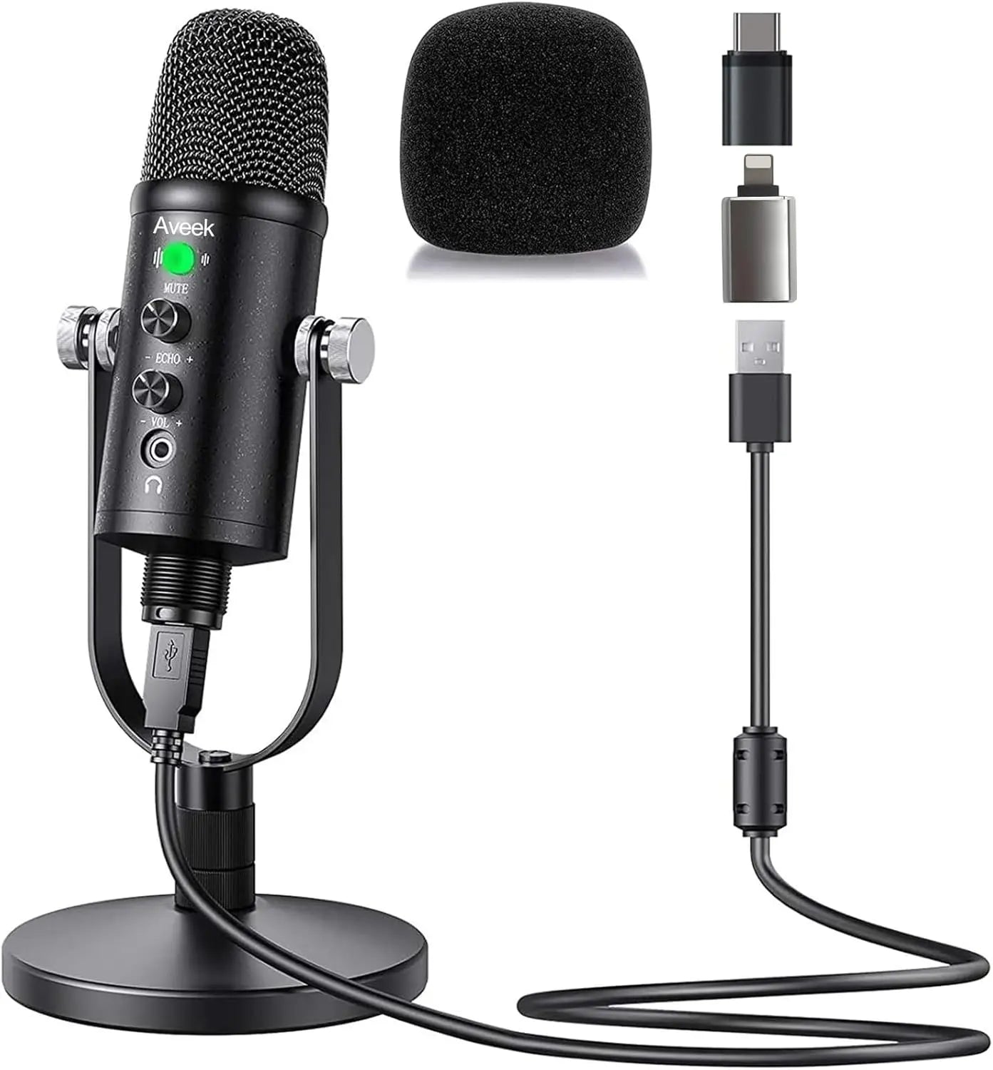 Mercase USB Condenser Microphone – Plug & Play Cardioid Mic with Mute Button for PC, Phone, PS4 & PS5, Recording & Streaming.