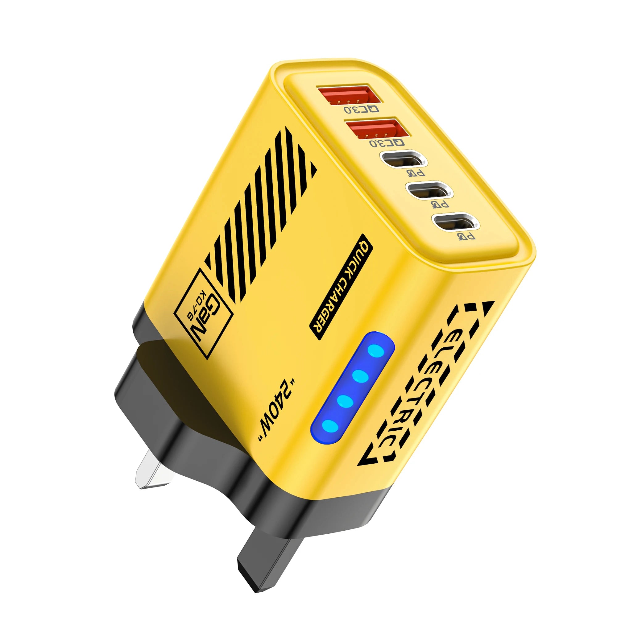 5 Port GaN Fast Charger 240W USB C PD Charger QC 3.0 Wall Adapter for iPhone Samsung Xiaomi Huawei Fast Charging EU US Plug LED