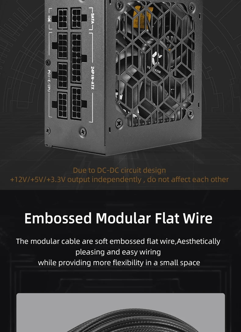 METALFISH Full-Modular SFX-500W 600W PSU 80Plus Bronze White Power Supply For Mini ITX Chassis Small Computer Case 100/220V