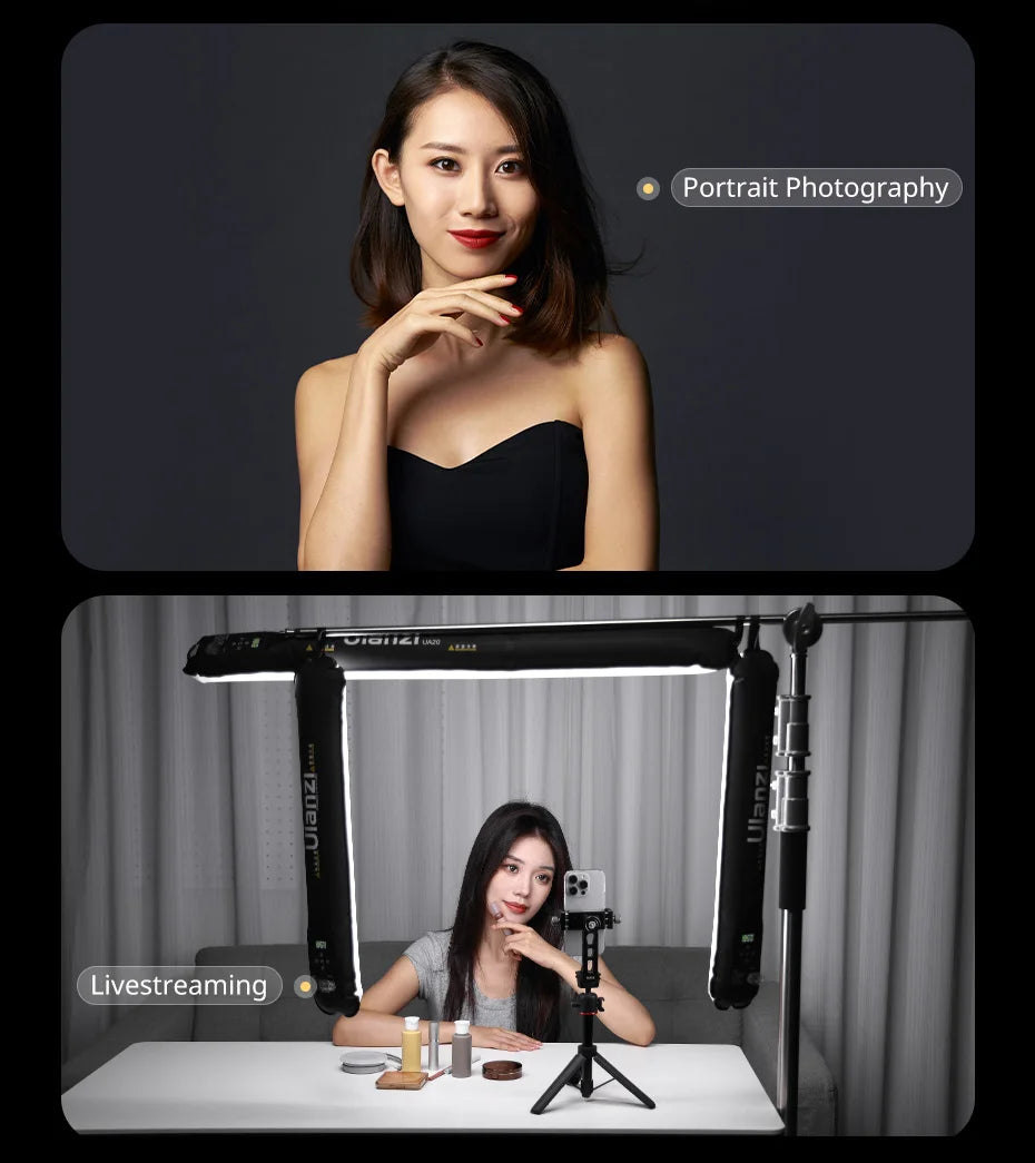 Ulanzi UA12 12W Inflatable TPU Air Tube Light 2700K-6500K Bi-Color Portable Pocket Light Stick Magnetic Mount for Livestreaming