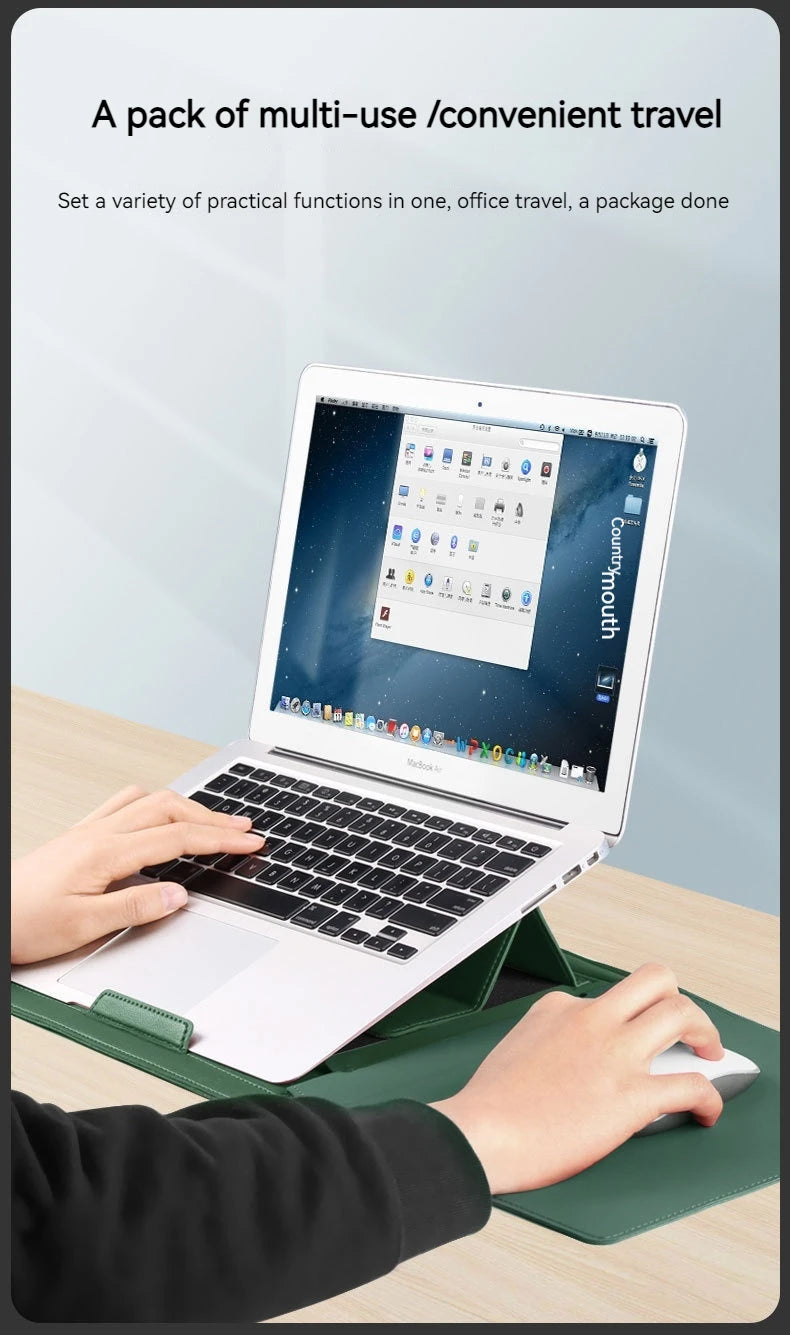 PU Leather Multi-functional Laptop Sleeve Bag Notebook Case for Macbook Air Pro 11 13 14 15 16 Pro Cover Accessories