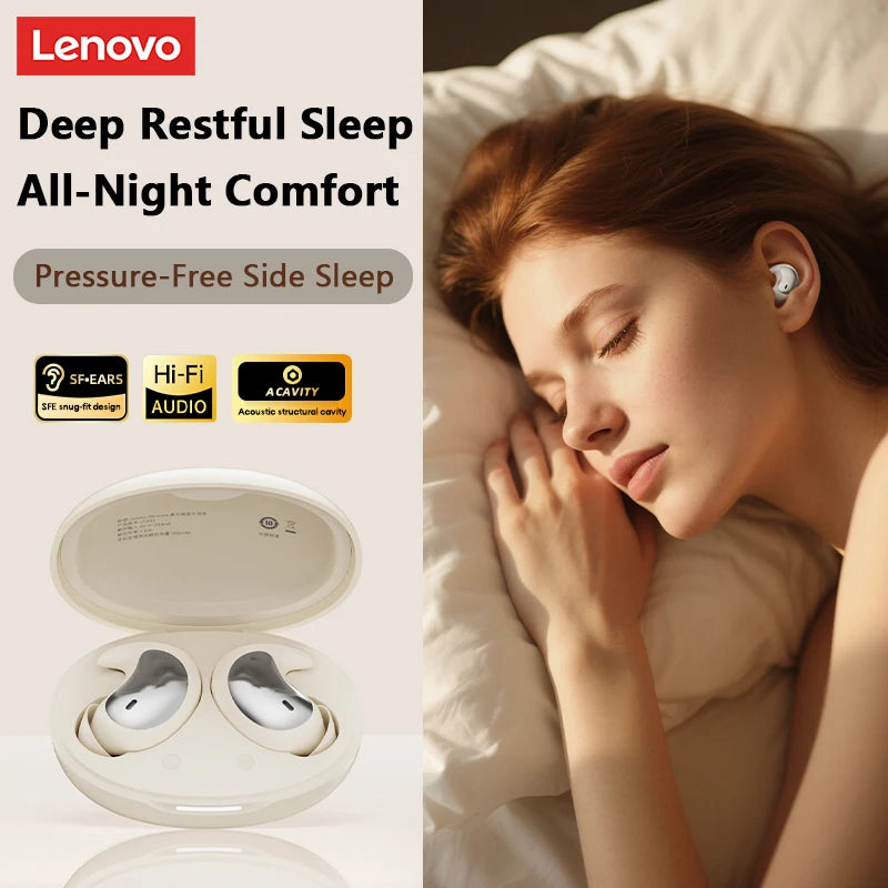 Lenovo LE203 Wireless Bluetooth 6.0 Sleep Headphones Small Lightweight Comfortable In-Ear Earphone Long Battery Life With Mic