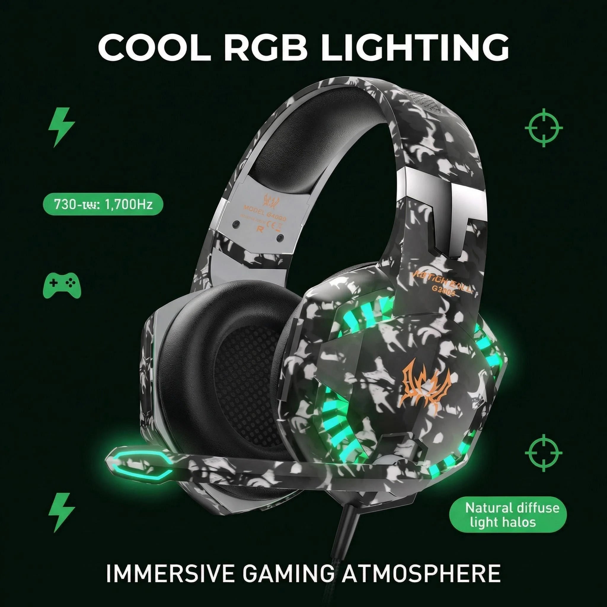 G2000 Esports Gaming Earphones Head Mounted Wired with Microphone 3.5mm Interface Universal Laptop Switch Game Console